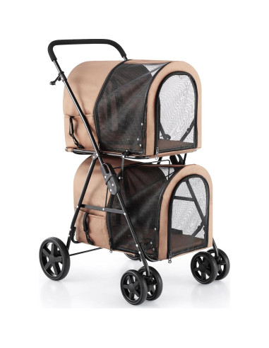 Carrito de Mascotas HAPPAWS para 2 Perros y Gatos Beige