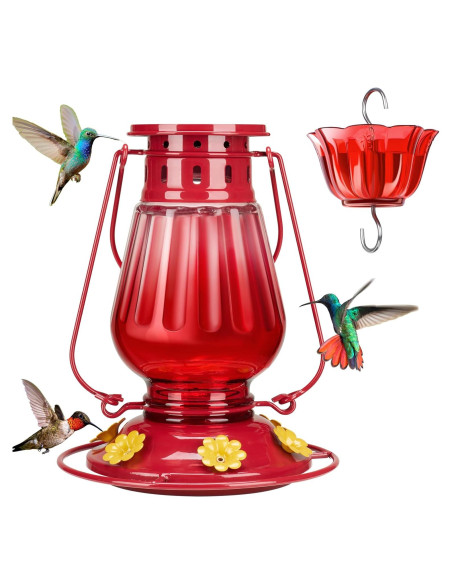 Alimentador de Colibríes Kingsyard de Vidrio 24oz Vintage Rojo Alimentador de Colibríes Kingsyard de Vidrio 24oz Vintage Rojo
