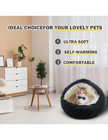 Cama para Gatos y Perros Pequeños BELEEWILWON 61x61cm Gris Cama para Gatos y Perros Pequeños BELEEWILWON 61x61cm Gris