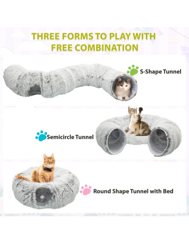 Túnel de Gato KOMUSMO Donut Grande con Juguete y Cama Suave