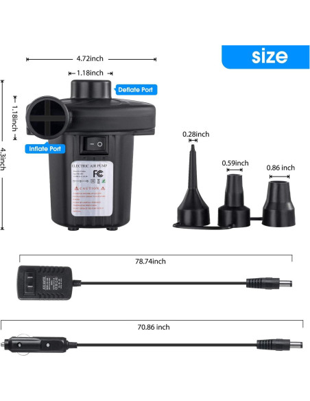 Bomba de aire eléctrica TECHSHARE LQ-202 para inflables 400 LPM Bomba de aire eléctrica TECHSHARE LQ-202 para inflables 400 LPM