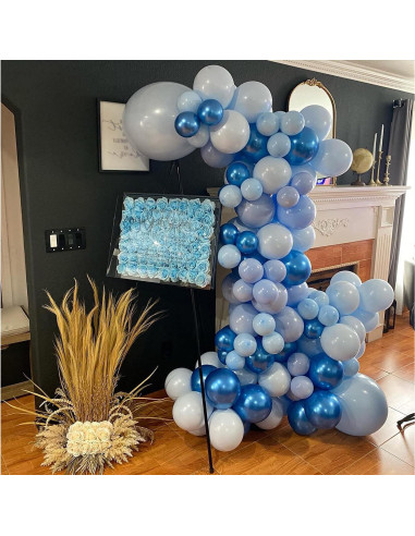 Kit de Globos Metálicos Azules 60Pcs 30Cm para Fiestas