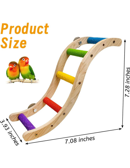Escalera de Madera Natural Hamiledyi para Aves 18.4x10cm Escalera de Madera Natural Hamiledyi para Aves 18.4x10cm