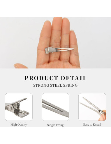 100 Clips de Cocodrilo de Metal Aifanjierui 4.5cm Plata