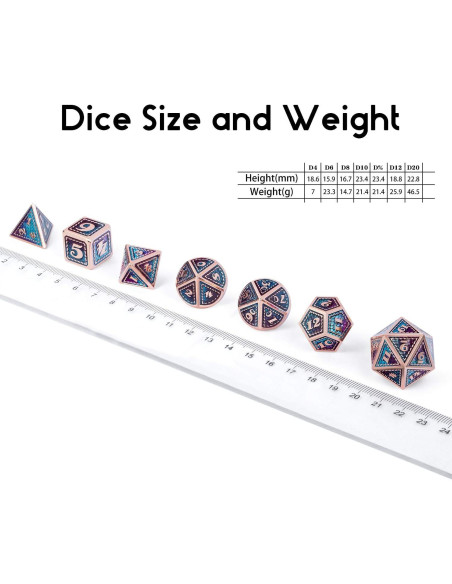 Juego de Dados Metálicos D&D DNDND 7 Piezas Verde y Púrpura Juego de Dados Metálicos D&D DNDND 7 Piezas Verde y Púrpura