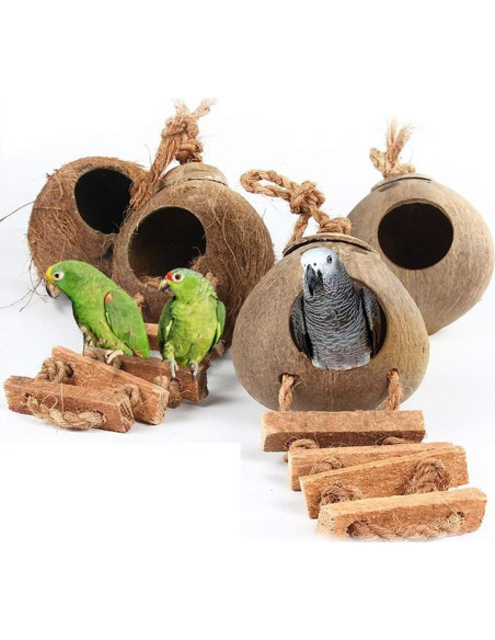 Casa de Pájaro Colgante Hamiledyi de Coco Natural 13cm Casa de Pájaro Colgante Hamiledyi de Coco Natural 13cm