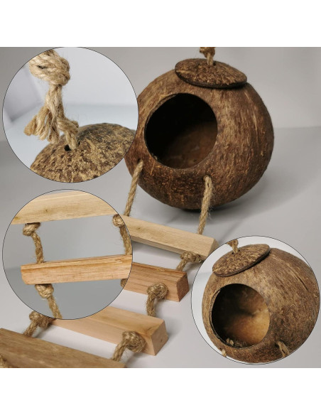 Casa de Pájaro Colgante Hamiledyi de Coco Natural 13cm Casa de Pájaro Colgante Hamiledyi de Coco Natural 13cm