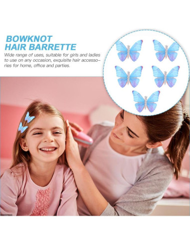 5 Clips de Pelo Mariposa Azul WRITWAA - Acero Inoxidable, Compactos