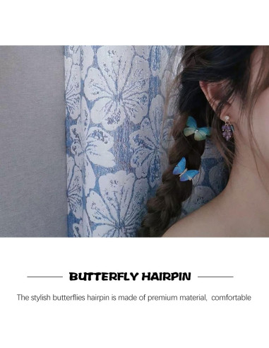 5 Clips de Pelo Mariposa Azul WRITWAA - Acero Inoxidable, Compactos