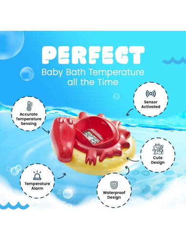 Termómetro de Baño para Bebés Aquatopia Charlie Cocodrilo Rojo