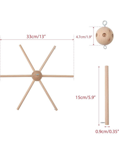Kit de Móvil para Bebé Marsrut de Madera Natural 22x17 cm
