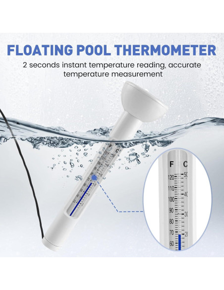 Termómetro de piscina flotante WANKODA 50 cm fácil lectura Termómetro de piscina flotante WANKODA 50 cm fácil lectura
