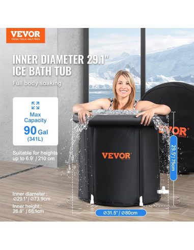 Bañera de Hielo VEVOR Inflable 90 L para Recuperación