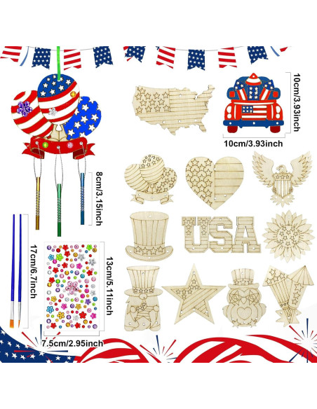 Kit de Campanas de Viento DIY Cinrobiye - 12 Piezas Patrióticas Kit de Campanas de Viento DIY Cinrobiye - 12 Piezas Patrióticas
