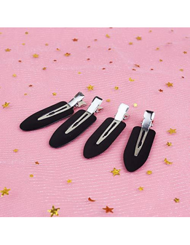 Clips para el Cabello Sin Doblado LUOTIVON 6 Piezas Negro/Rosa