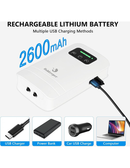 Bomba de aire para acuario Fishkeeper 4W 2600mAh USB 19-473L Bomba de aire para acuario Fishkeeper 4W 2600mAh USB 19-473L