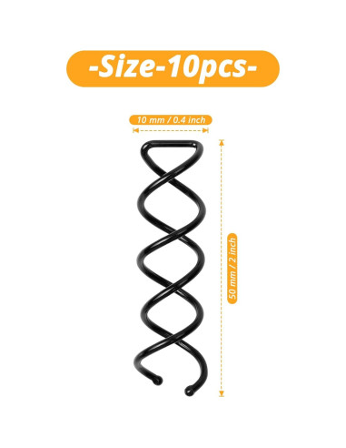 Set de 10 Pinzas para Cabello en Espiral Defutay - Negro