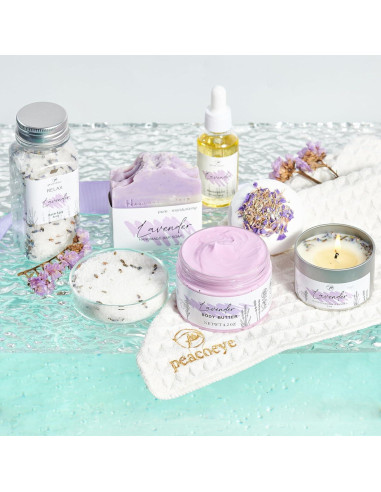 Cesta de Regalo Spa Lavanda Peacoeye para Mamá 8 Piezas