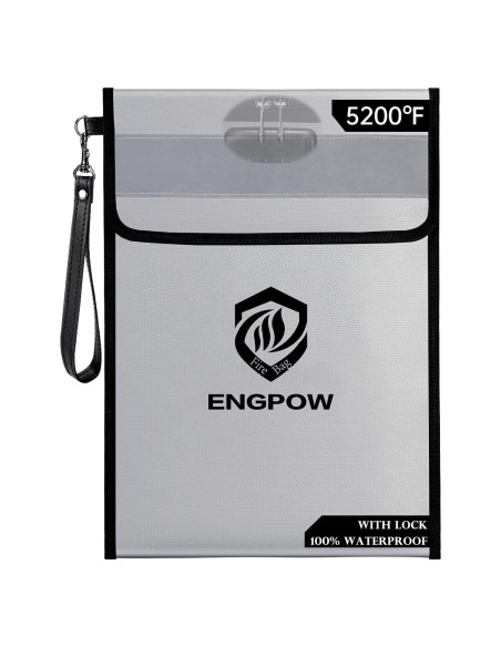 Bolsa Ignífuga ENGPOW con Cerradura 38x27cm Impermeable Bolsa Ignífuga ENGPOW con Cerradura 38x27cm Impermeable