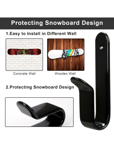 Soporte de Pared para Snowboard Rolitwils - 4 Piezas Metal Soporte de Pared para Snowboard Rolitwils - 4 Piezas Metal