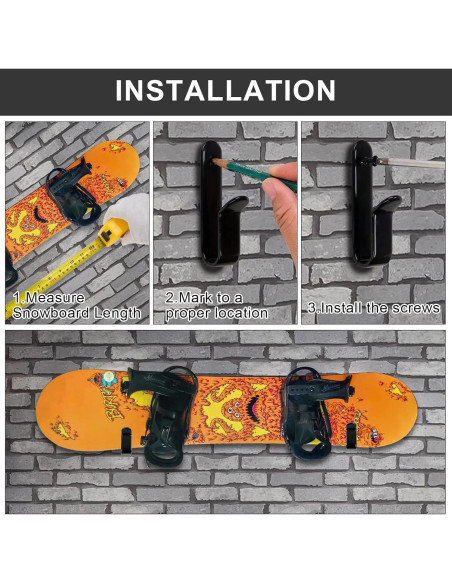 Soporte de Pared para Snowboard Rolitwils - 4 Piezas Metal Soporte de Pared para Snowboard Rolitwils - 4 Piezas Metal