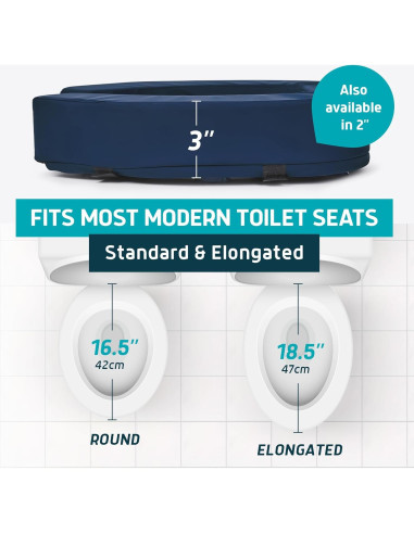 Elevador de Asiento de Inodoro Lunderg 3" (7.62 cm) Azul