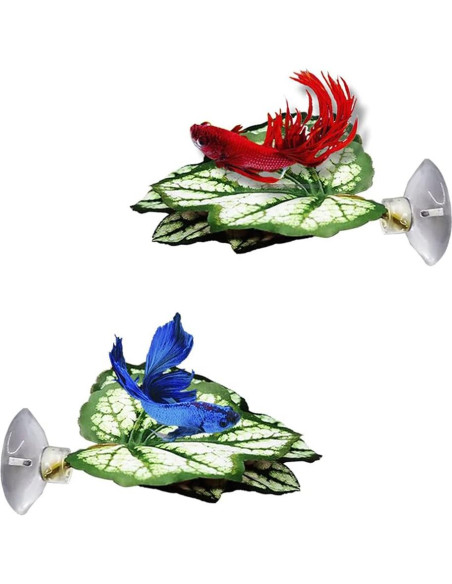 2 Almohadillas de Hoja para Peces Betta con Ventosa 15cm 2 Almohadillas de Hoja para Peces Betta con Ventosa 15cm