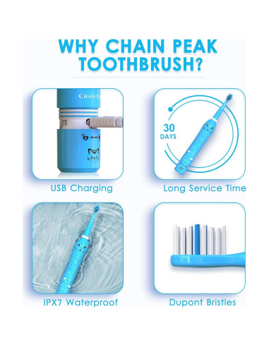 Cepillo de Dientes Eléctrico Sonic CHAIN PEAK 8650 para Niños