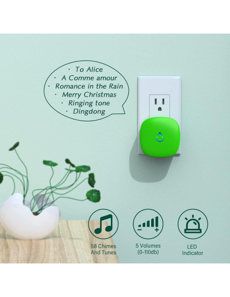 Timbre Inalámbrico SECRUI M520+F55 Verde 58 Melodías Timbre Inalámbrico SECRUI M520+F55 Verde 58 Melodías