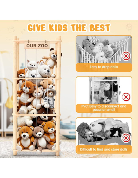 Organizador de Animales de Peluche Woodure - Madera, 39.9x39.9x135.9 cm Organizador de Animales de Peluche Woodure - Madera, 39.9x39.9x135.9 cm