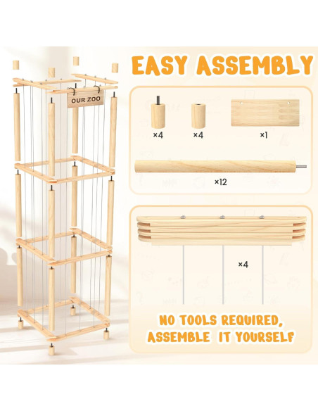 Organizador de Animales de Peluche Woodure - Madera, 39.9x39.9x135.9 cm Organizador de Animales de Peluche Woodure - Madera, 39.9x39.9x135.9 cm