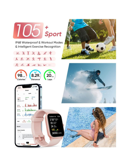 Reloj Inteligente Fitpolo Rosa 1.8" HD Bluetooth IP68 Reloj Inteligente Fitpolo Rosa 1.8" HD Bluetooth IP68