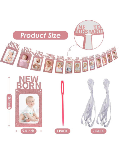 Banner de Foto Primer Cumpleaños Crosize Oro Rosa 10x15 cm