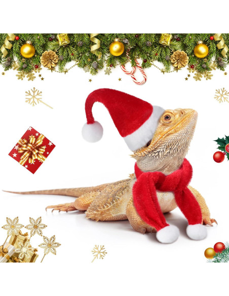 Disfraz navideño para lagartos Weewooday 7 piezas Disfraz navideño para lagartos Weewooday 7 piezas