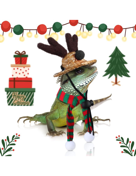 Disfraz navideño para lagartos Weewooday 7 piezas Disfraz navideño para lagartos Weewooday 7 piezas