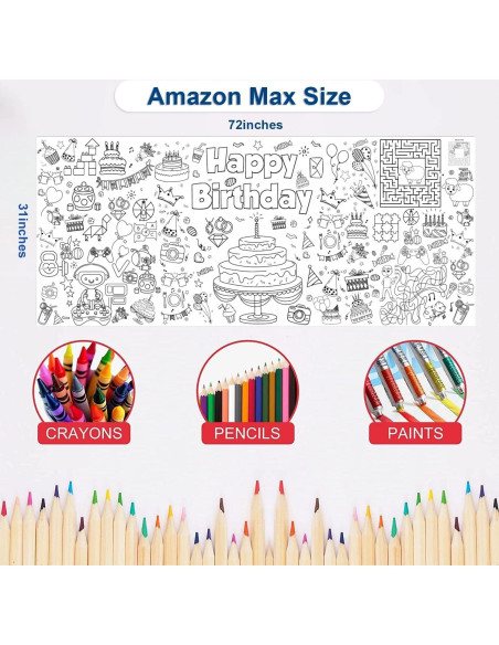 Póster para Colorear Jumbo DIYASY 76 x 183 cm para Cumpleaños Póster para Colorear Jumbo DIYASY 76 x 183 cm para Cumpleaños
