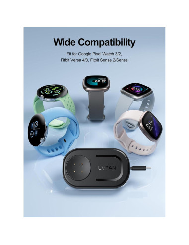Cargador Retráctil LVFAN para Pixel Watch 3 y Fitbit Versa