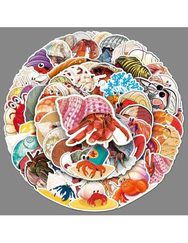 Calcomanías de Cangrejo Ermitaño 50 Pcs Vinilo Impermeable