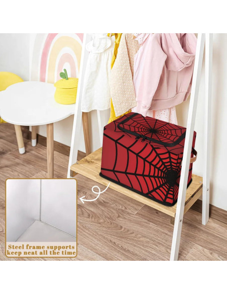 Cajas de Almacenamiento Plegables YLYNIU con Tapa Cremallera - Telaraña Roja Cajas de Almacenamiento Plegables YLYNIU con Tapa Cremallera - Telaraña Roja