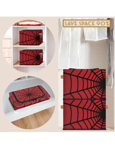 Cajas de Almacenamiento Plegables YLYNIU con Tapa Cremallera - Telaraña Roja