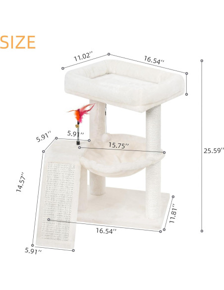 Árbol para Gatos YOUPET 65 cm con Rascador y Juguetes Beige Árbol para Gatos YOUPET 65 cm con Rascador y Juguetes Beige