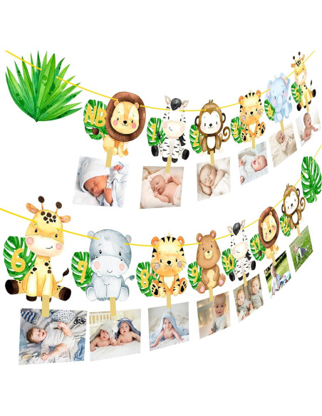 Banderín de Fotos Primer Cumpleaños Safari iPartyFun - 15 Tarjetas Banderín de Fotos Primer Cumpleaños Safari iPartyFun - 15 Tarjetas