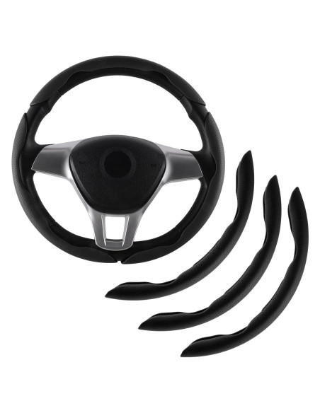 Cubierta de Volante de Cuero Nappa Amiss 3PCS Universal Negro Cubierta de Volante de Cuero Nappa Amiss 3PCS Universal Negro