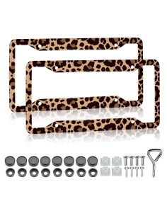 Marco de Placa de Licencia Estampado Leopardo LIN KANG 30.5x15.2 cm