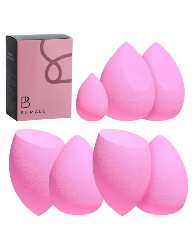 Juego de Esponjas de Maquillaje BS-MALL 7 Pcs Rosa Veganas