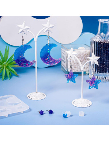 Moldes de Silicona Cheriswelry para Resina Luna y Estrella