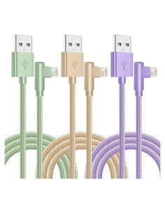 Cargador Rápido OCEEK 3 Cables Lightning 6FT 90 Grados