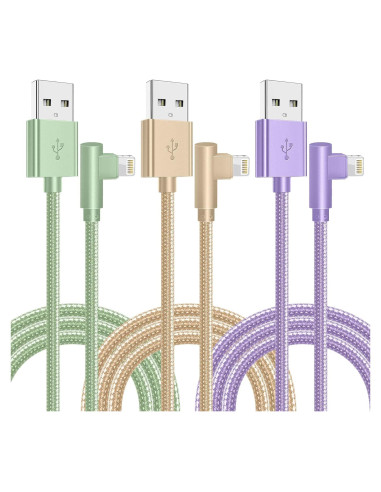 Cargador Rápido OCEEK 3 Cables Lightning 6FT 90 Grados