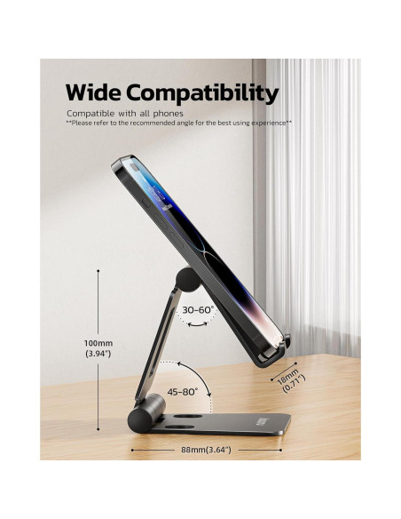 Soporte para teléfono Nulaxy A4 ajustable y plegable Soporte para teléfono Nulaxy A4 ajustable y plegable