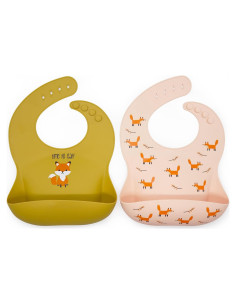 Conjunto de 2 Baberos de Silicona Arcoíris y Mariposas - Libre de BPA